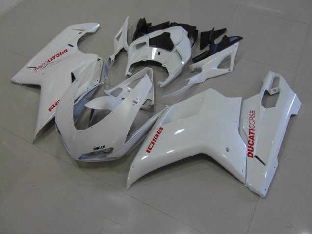 Blanco Perla con Rojo Calcomanías Carenado Ducati 848 1098 1198 07-14